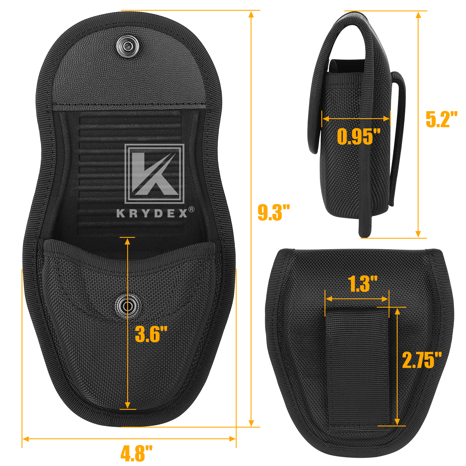 KRYDEX Double Handcuff Pouch Hidden Snap Cuff Case Fits Duty Belt for Police
