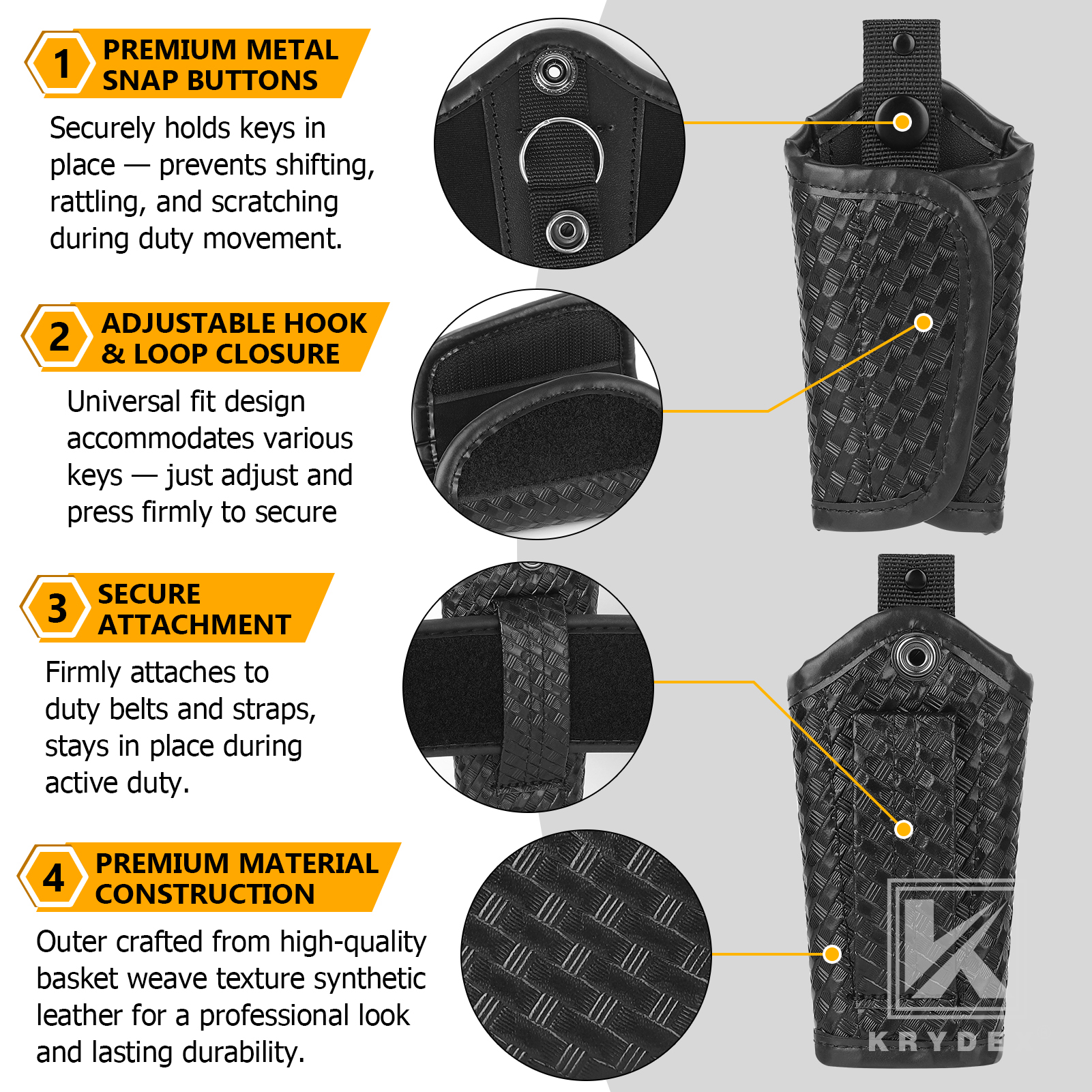 KRYDEX Accumold Slient Key Holder for 2” & 2.25” Duty Belt Police Key Keeper