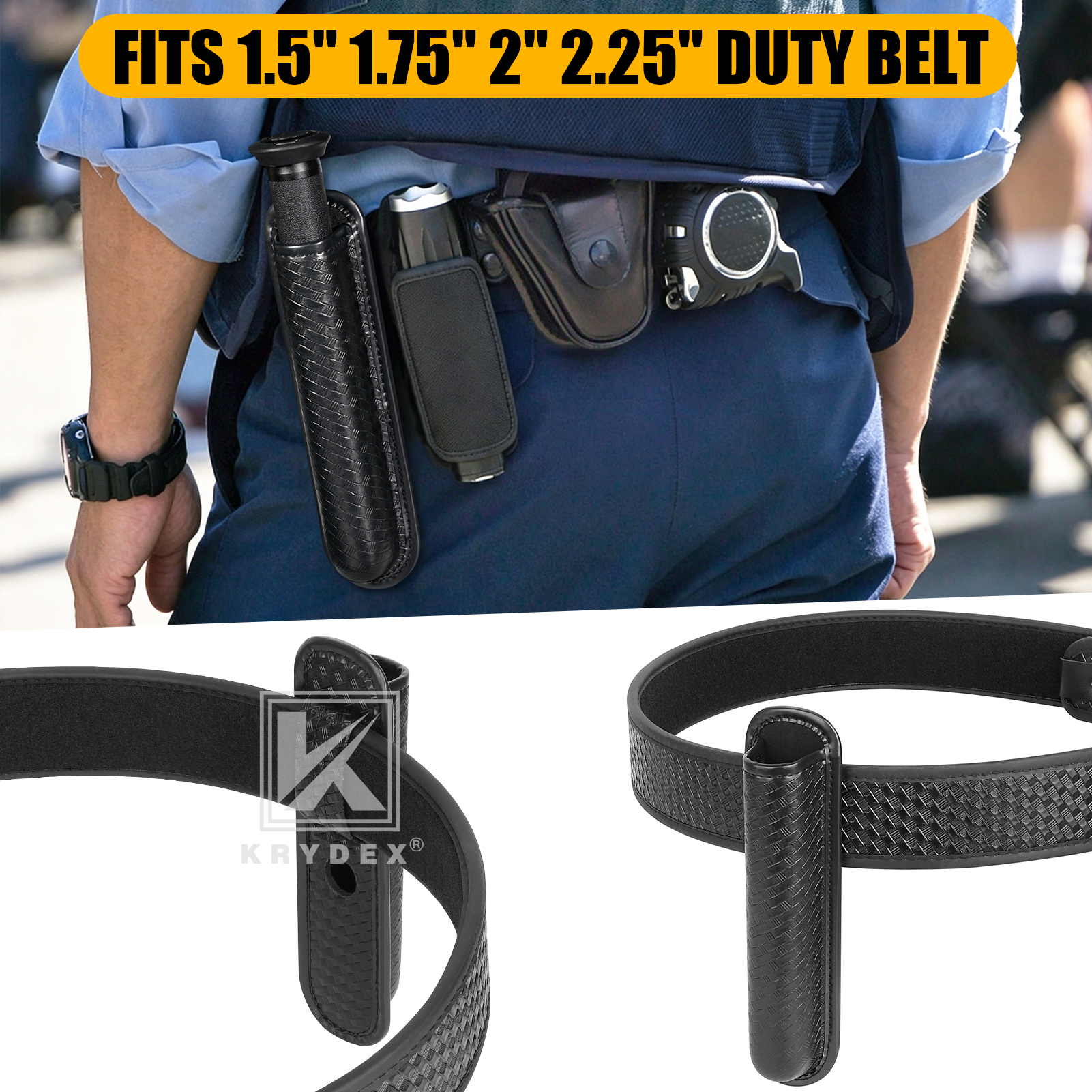 KRYDEX Tactical Molded Baton Holder Fit Duty Belt For Police Security Officer LE
