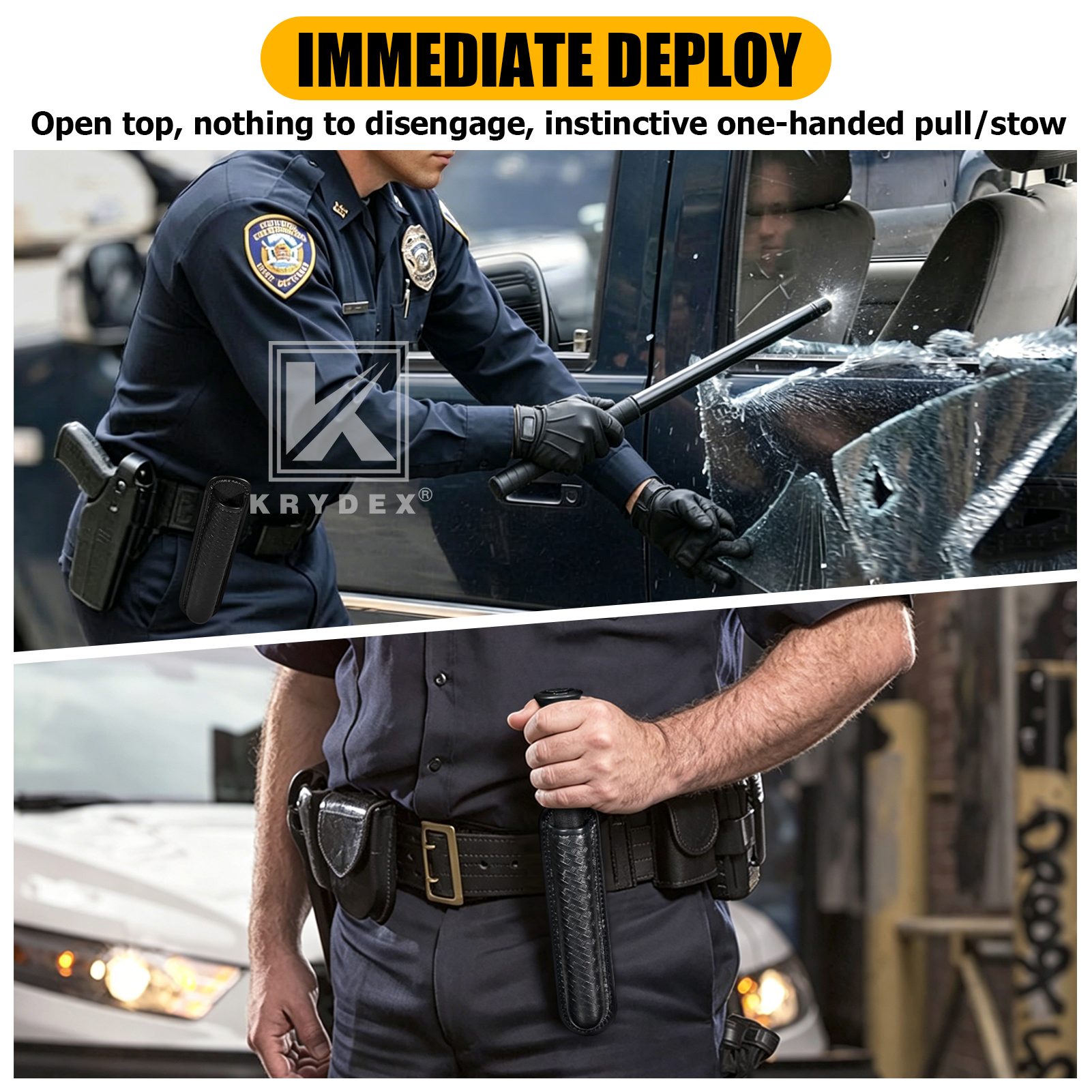 KRYDEX Tactical Molded Baton Holder Fit Duty Belt For Police Security Officer LE