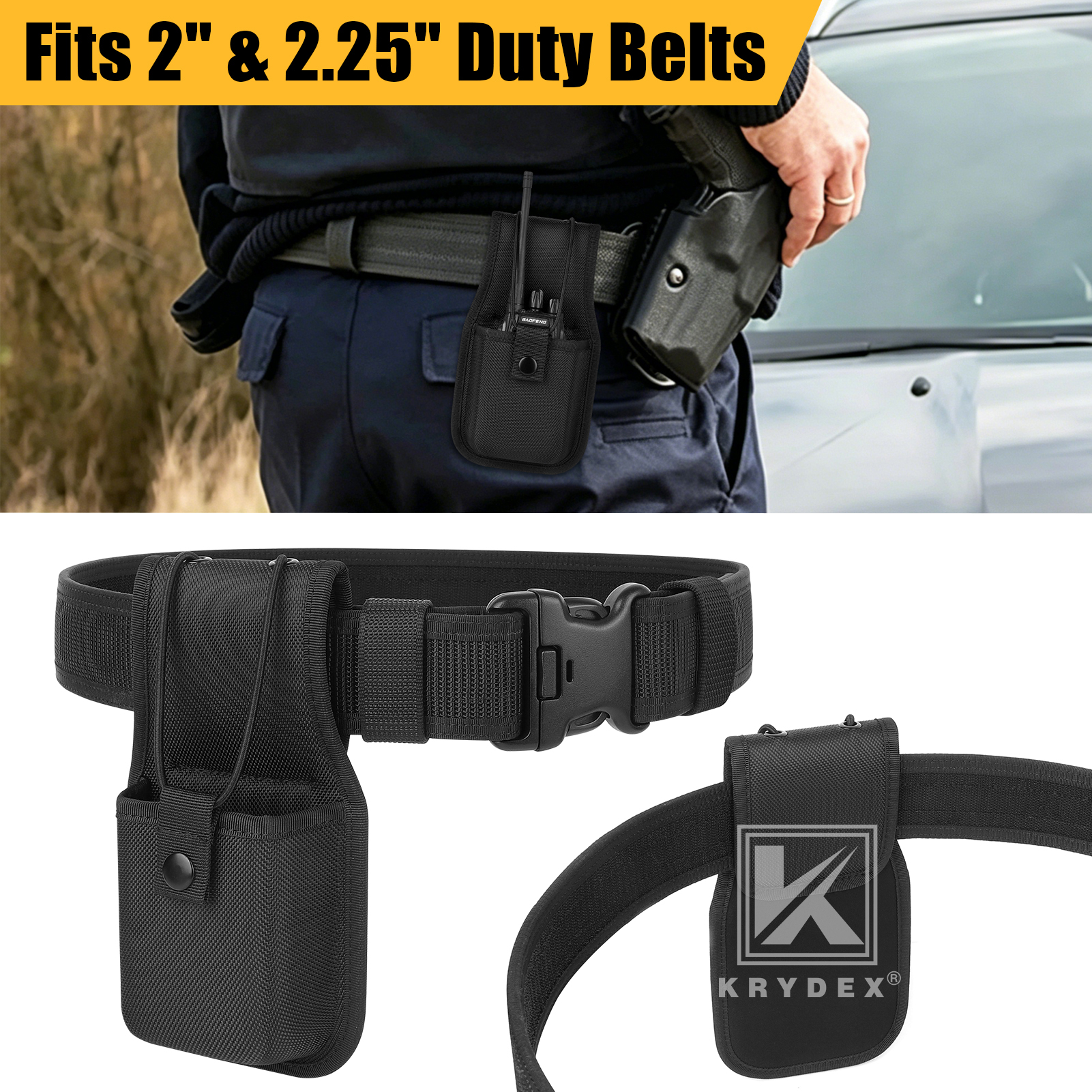 KRYDEX 1680D Nylon Radio Holster HD Radio Pouch for Duty Belt, Police/Security