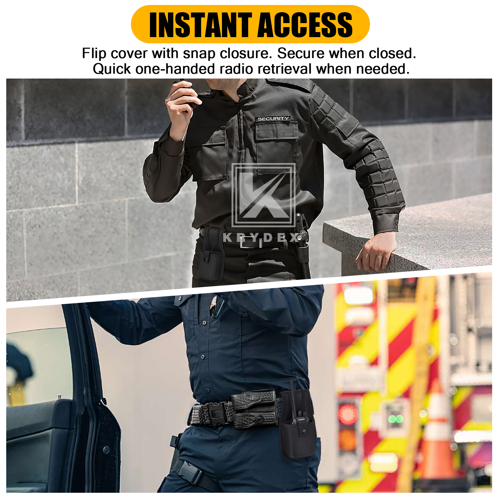 KRYDEX 1680D Nylon Radio Holster HD Radio Pouch for Duty Belt, Police/Security
