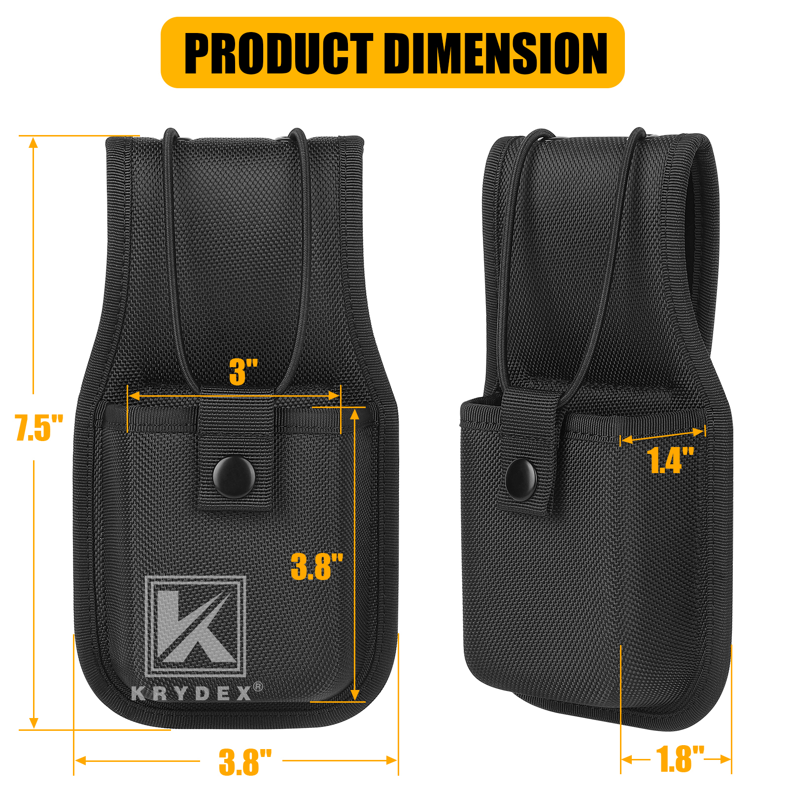 KRYDEX 1680D Nylon Radio Holster HD Radio Pouch for Duty Belt, Police/Security