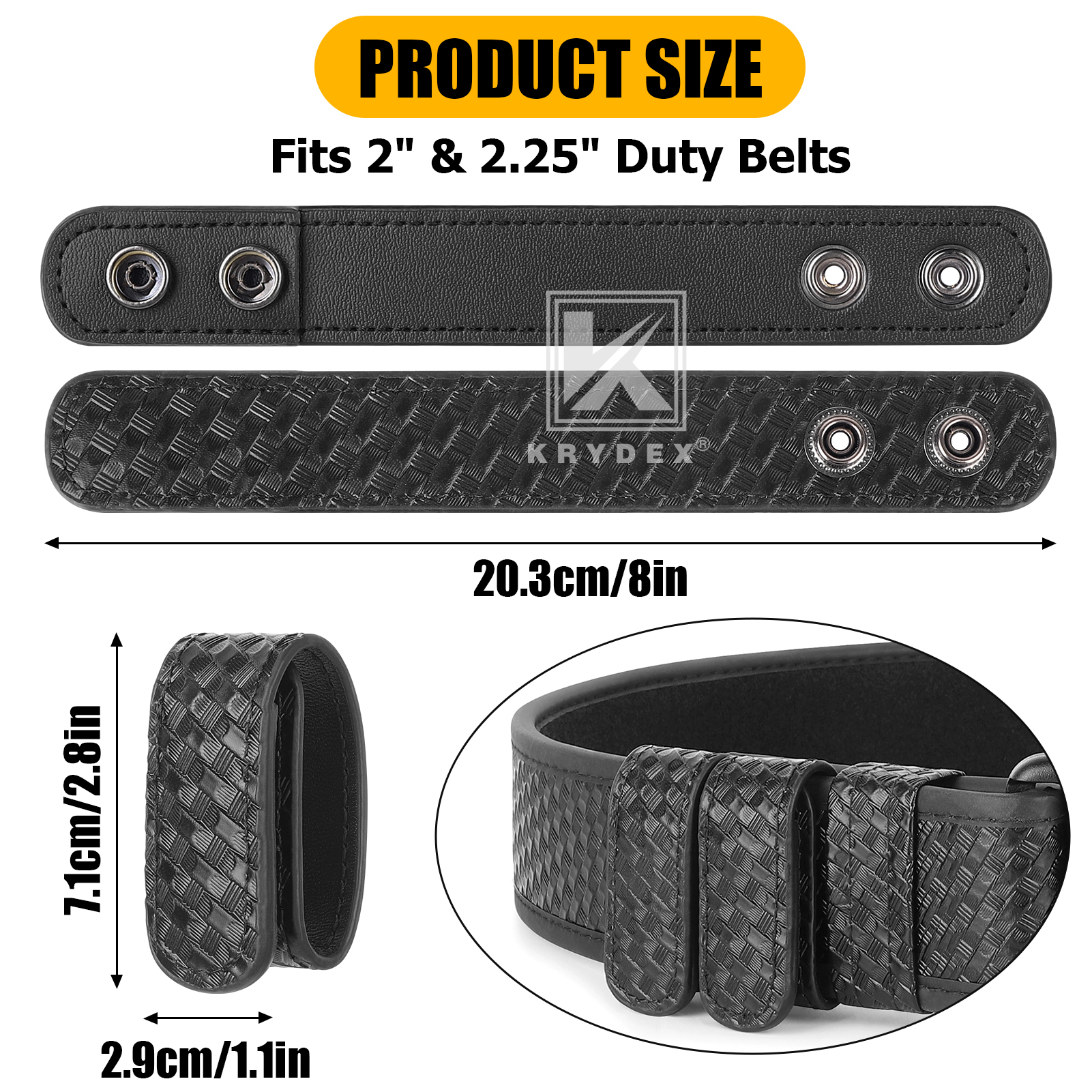 KRYDEX Double Snap Belt Keepers 4-Pack for 2-2.25