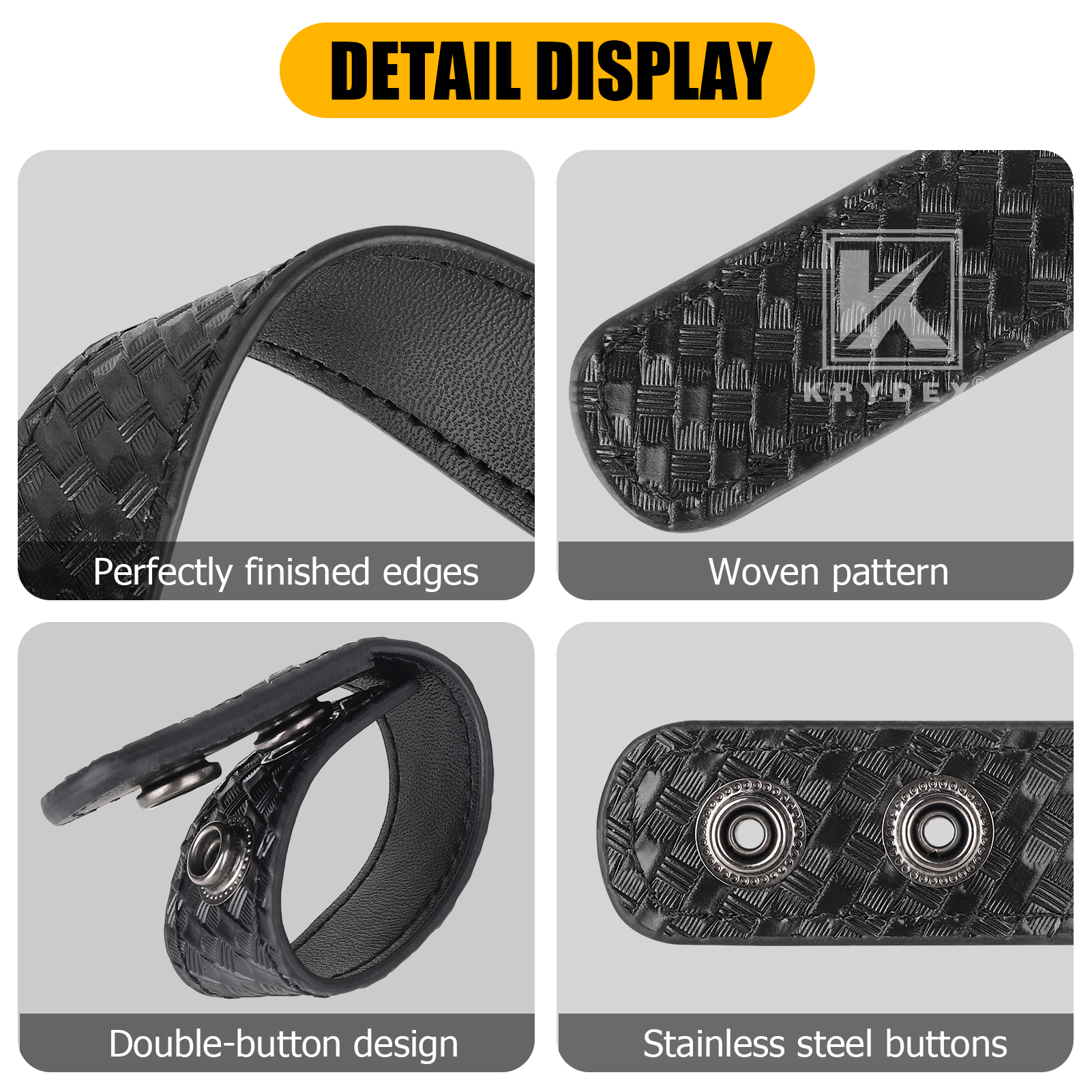 KRYDEX Double Snap Belt Keepers 4-Pack for 2-2.25