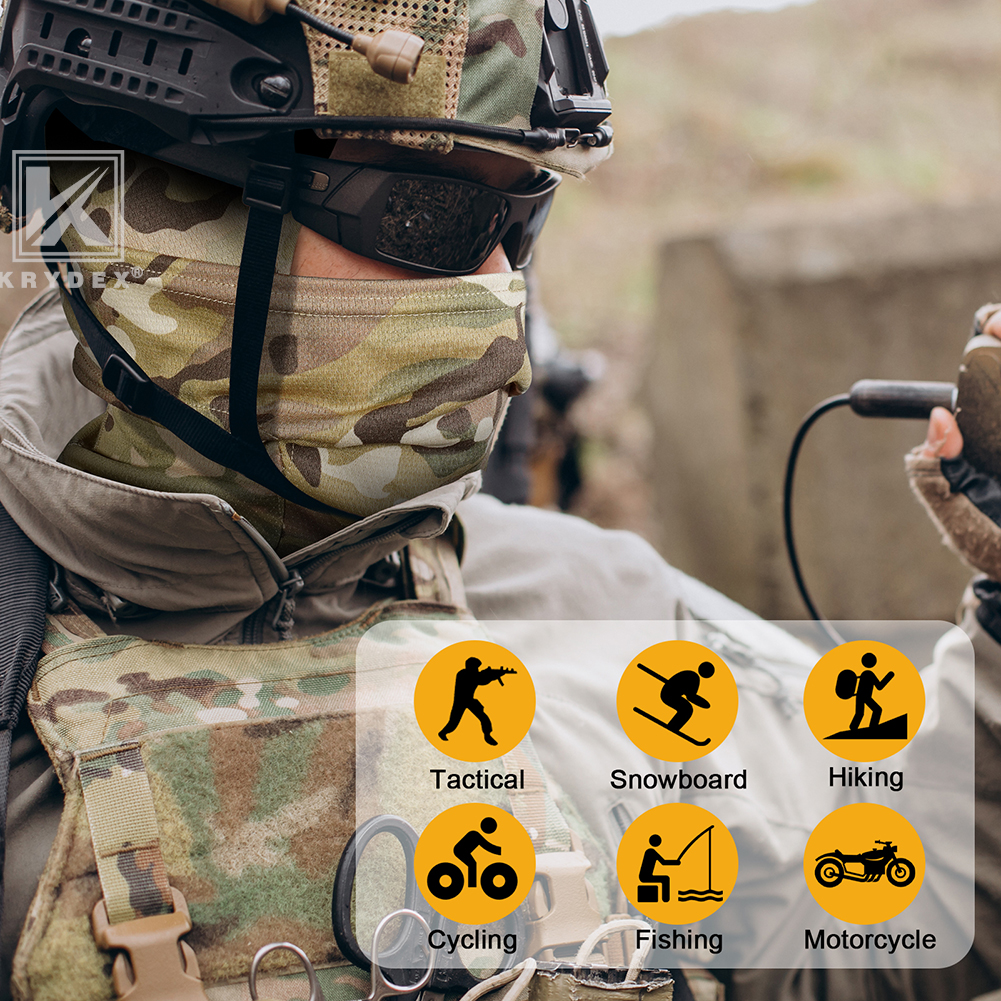 KRYDEX Tactical Face Mask Balaclava Camouflage Full Head Neck Wrap Quick Dry