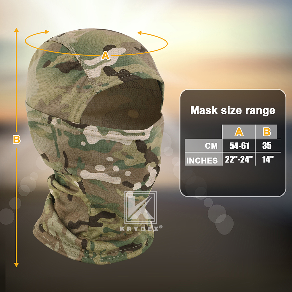 KRYDEX Tactical Face Mask Balaclava Camouflage Full Head Neck Wrap Quick Dry