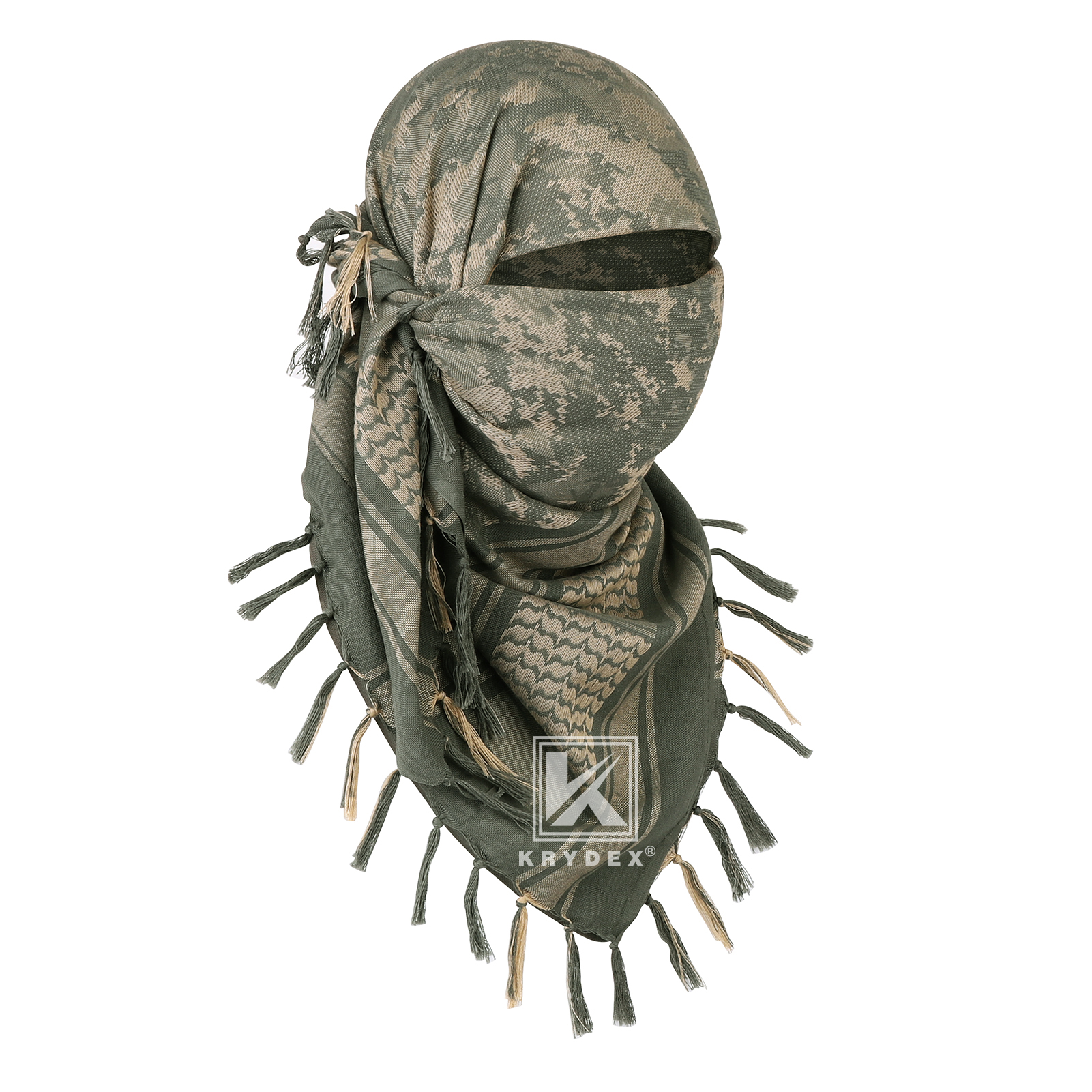KRYDEX Tactical Scarf Headwrap Facecover Cotton Breathable Neck Gaiter 43x43 in