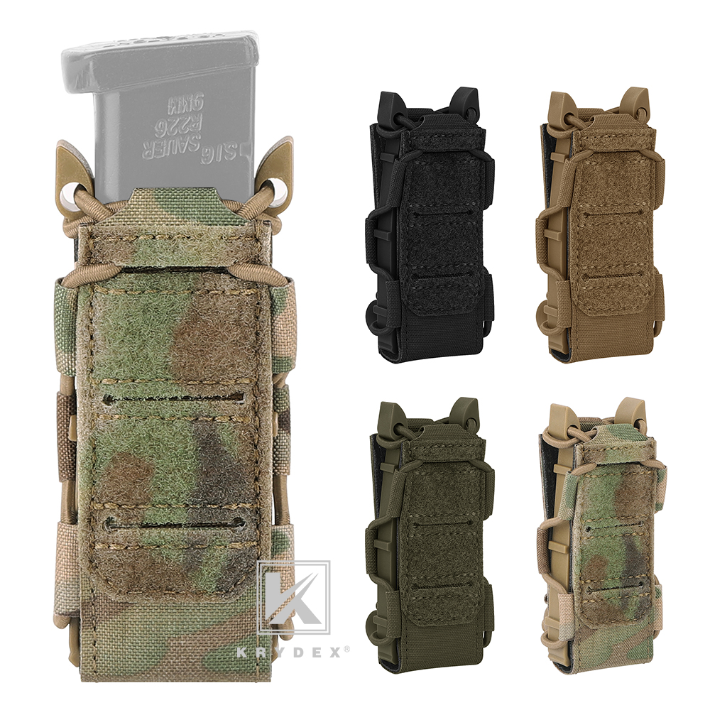 KRYDEX Tactical 9mm Magazine Pouch Open Top Pistol Mag Holder Rapid Access MOLLE