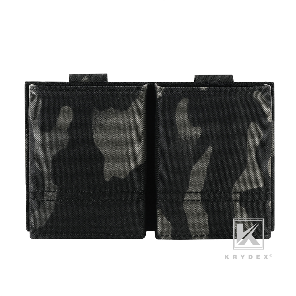 KRYDEX Tactical .223/5.56 Double Magazine Pouch Mag Holder Duty Belt & MOLLE Compatible Black MC Camo