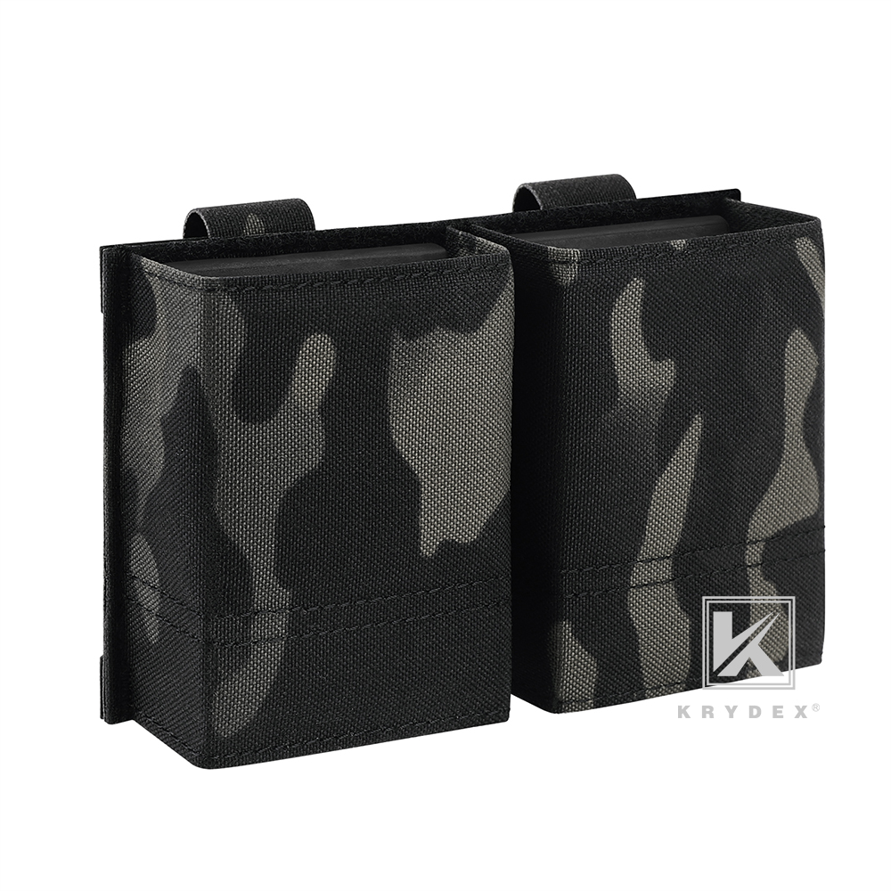 KRYDEX Tactical .223/5.56 Double Magazine Pouch Mag Holder Duty Belt & MOLLE Compatible Black MC Camo