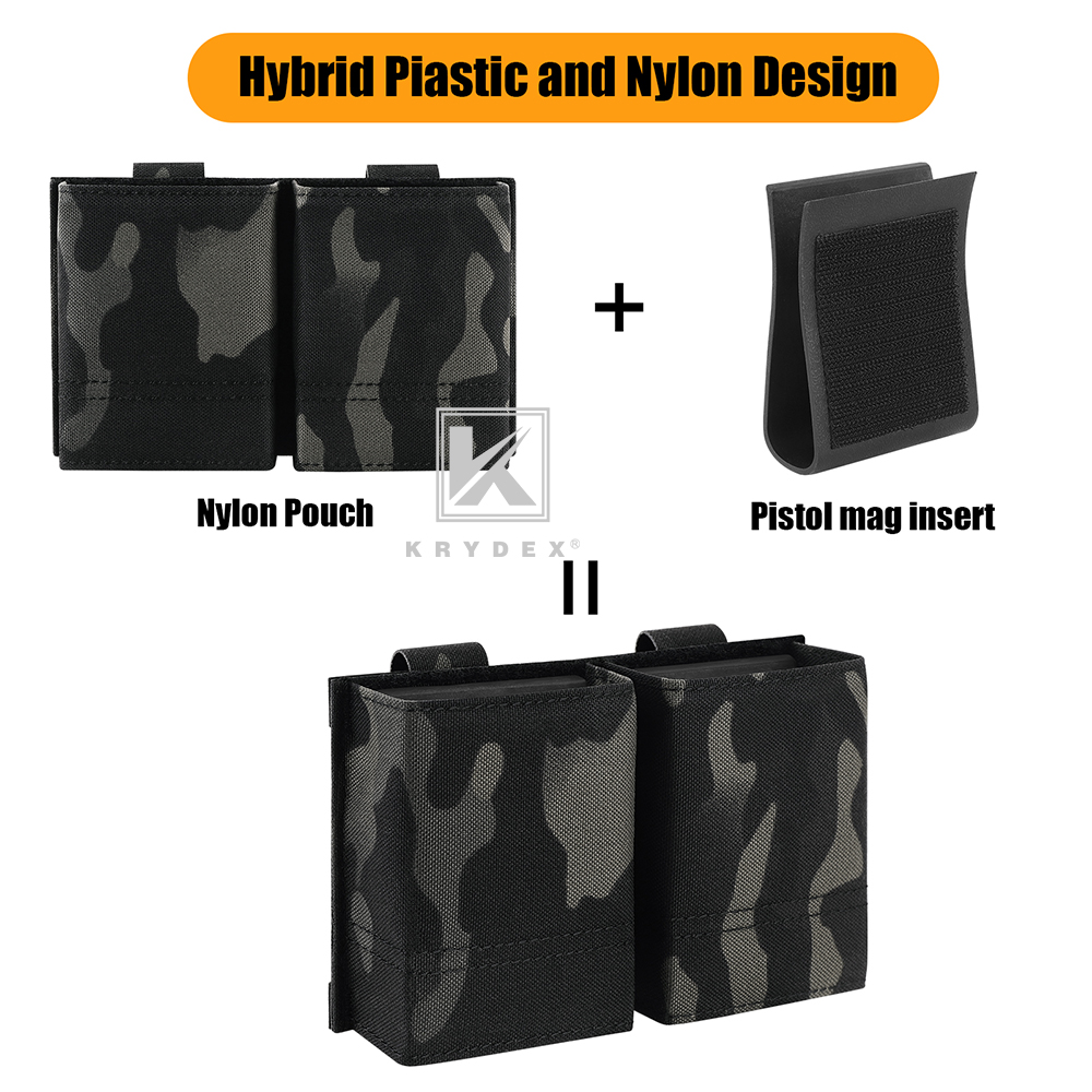 KRYDEX Tactical .223/5.56 Double Magazine Pouch Mag Holder Duty Belt & MOLLE Compatible Black MC Camo