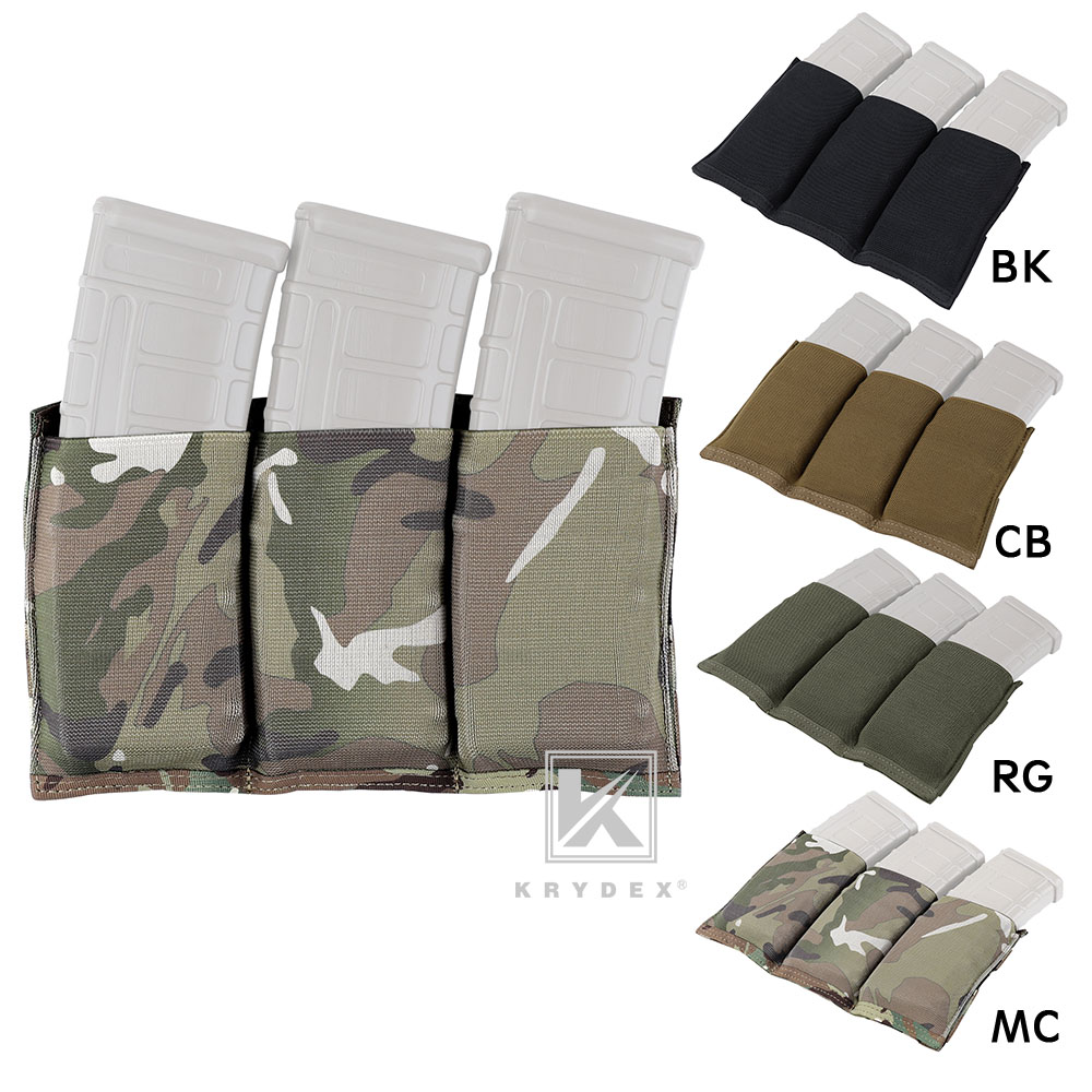 Krydex Tactical Triple 5.56 Open Top Mag Pouch Magazine Holster Carrier MOLLE