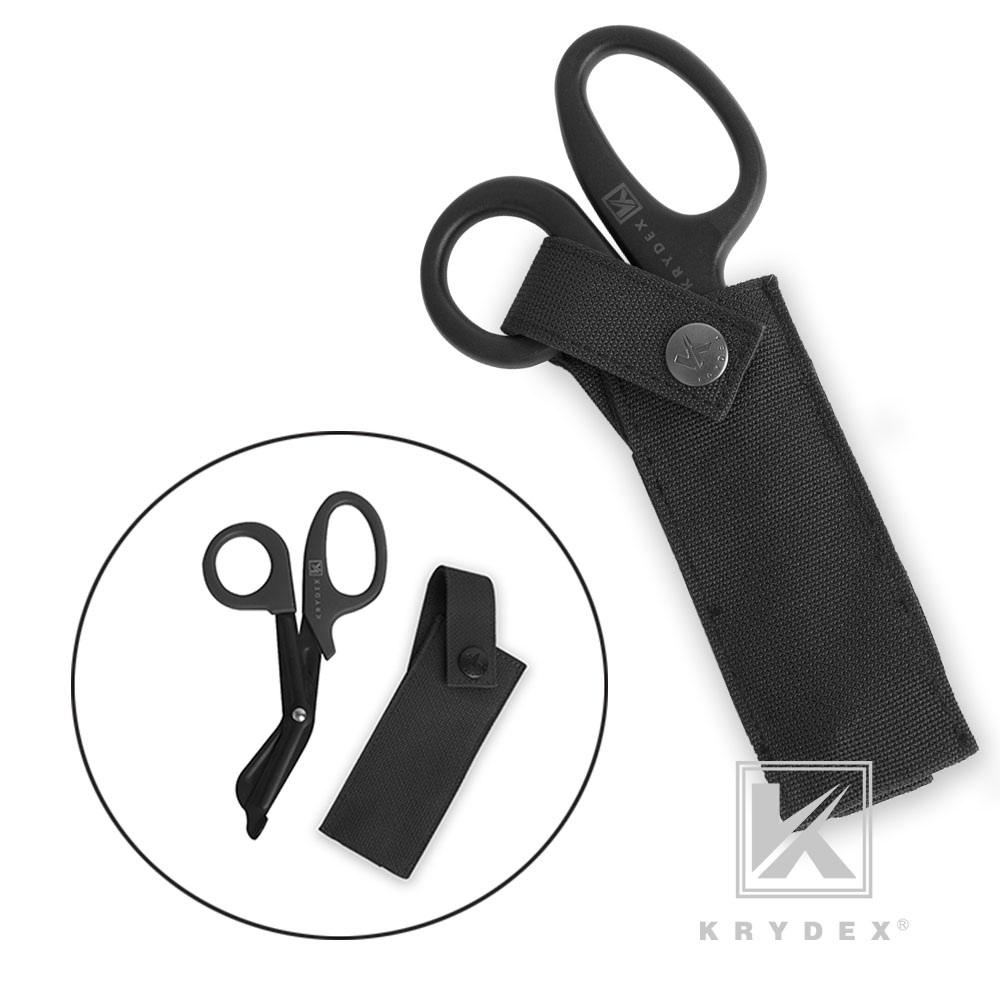 Krydex Medical Shears Pouch Tactical Scissor Sheath MOLLE Pouch w/ Shears Black
