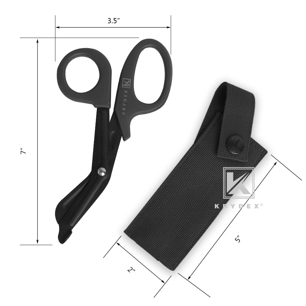 Krydex Medical Shears Pouch Tactical Scissor Sheath MOLLE Pouch w/ Shears Black