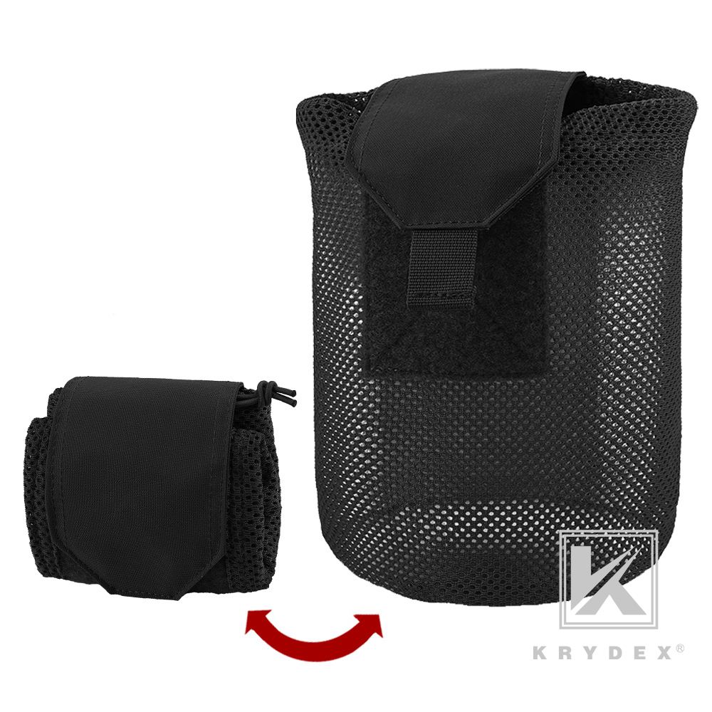 KRYDEX Tactical Mesh Dump Pouch Drop Pouch Magazine Recycling Holder MOLLE/BLET Black
