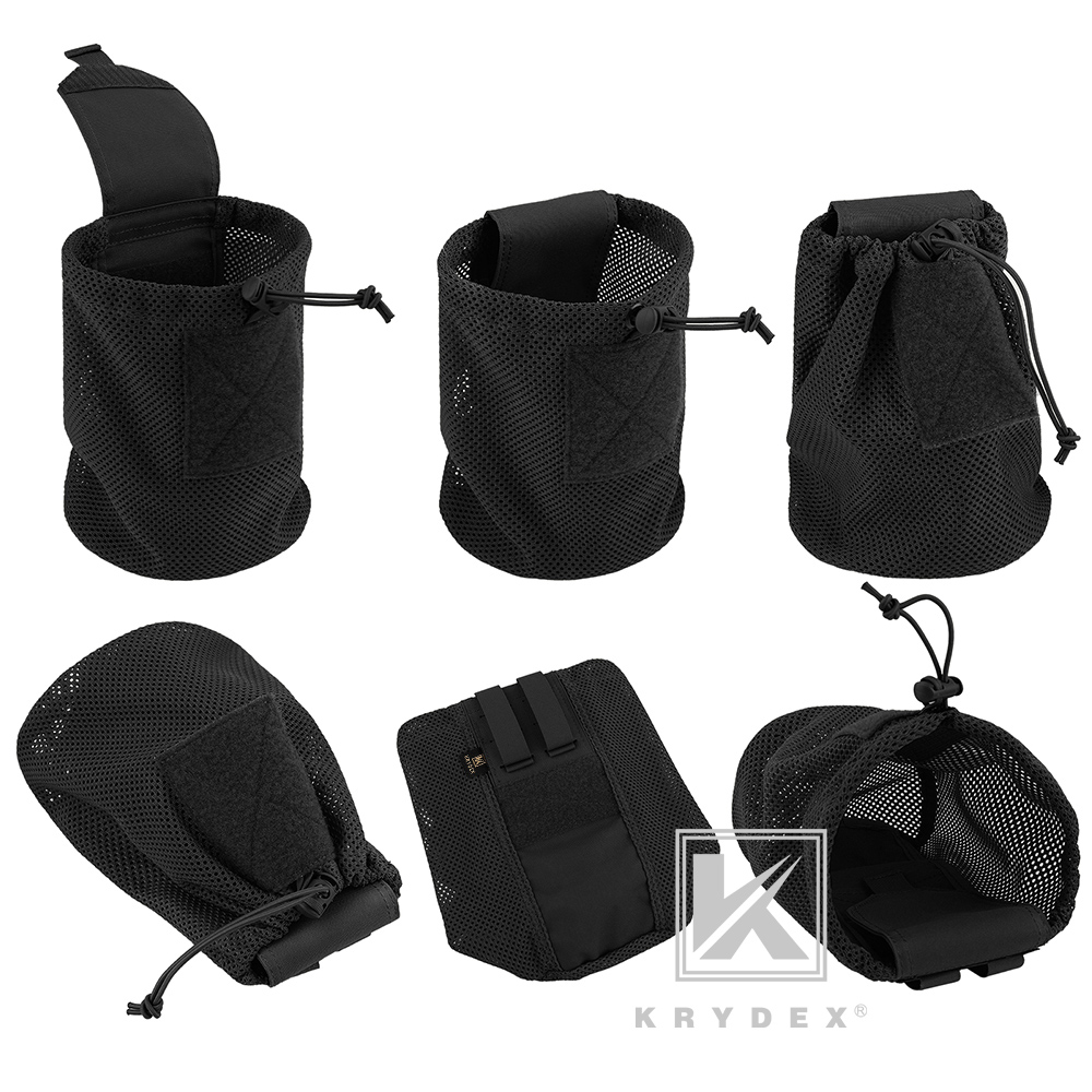 KRYDEX Tactical Mesh Dump Pouch Drop Pouch Magazine Recycling Holder MOLLE/BLET Black
