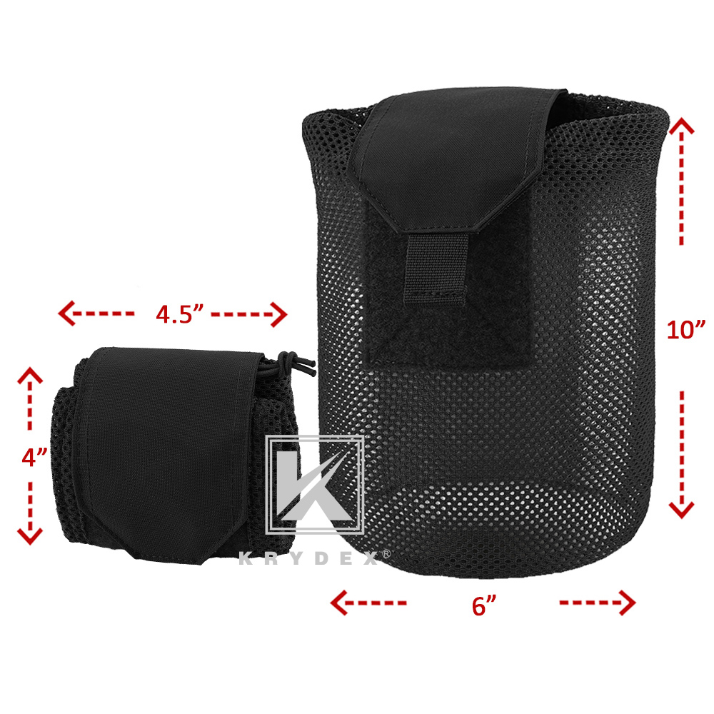KRYDEX Tactical Mesh Dump Pouch Drop Pouch Magazine Recycling Holder MOLLE/BLET Black