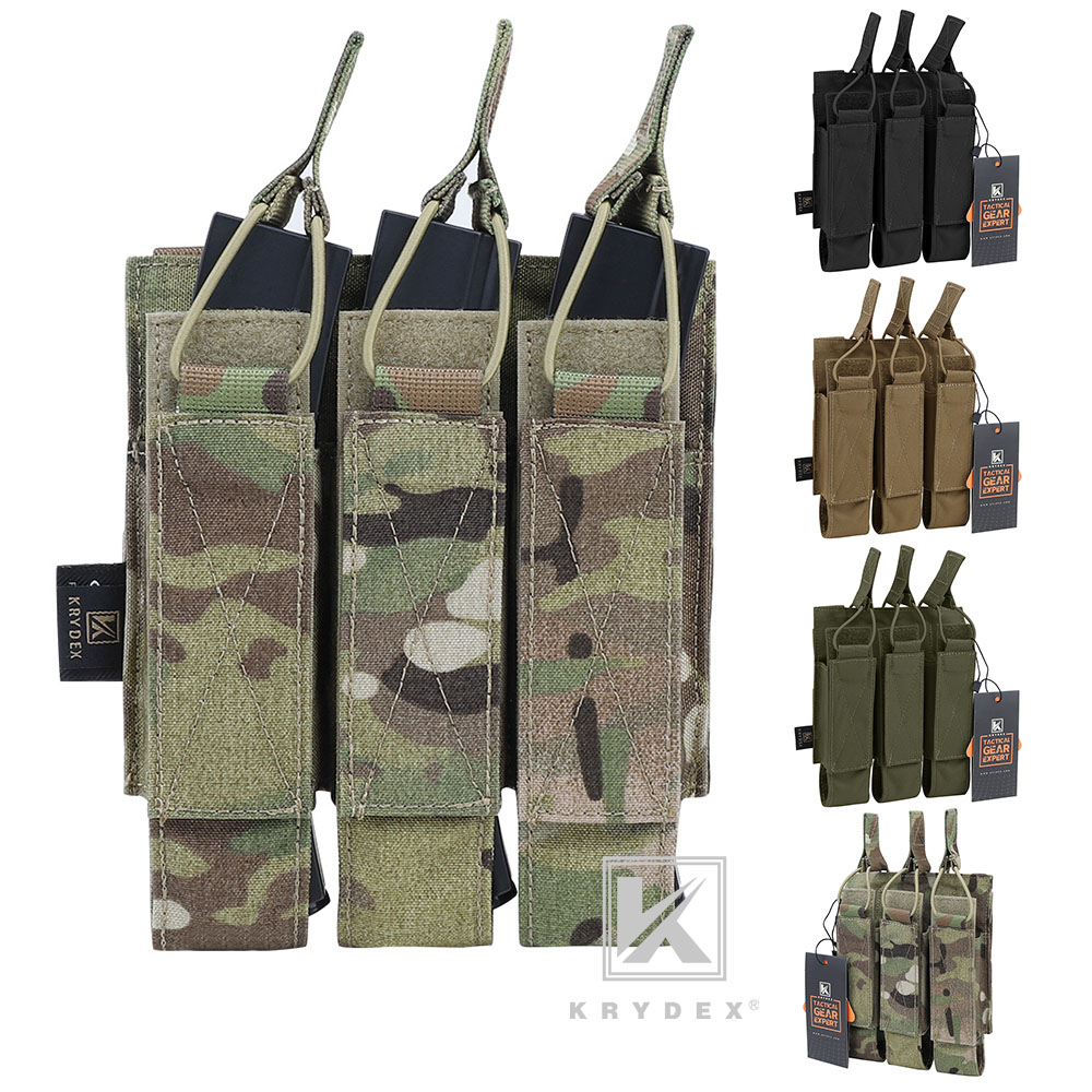 KRYDEX Triple Open Top Mag Pouch Tactical Magazine Holder MOLLE for MP7 Multicam