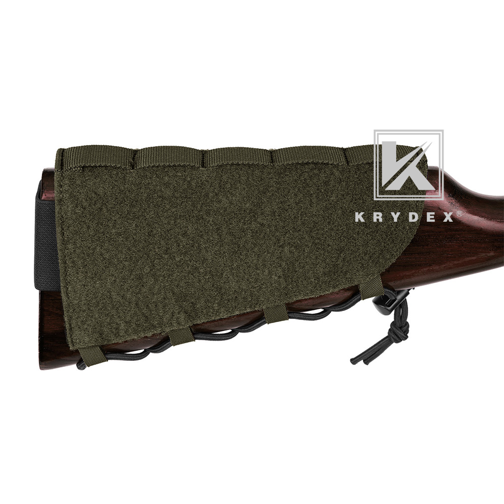 KRYDEX Rifle Stock Pack Cheek Pad Buttstock Shell Mag Ammo Stock Pouch Ranger Green