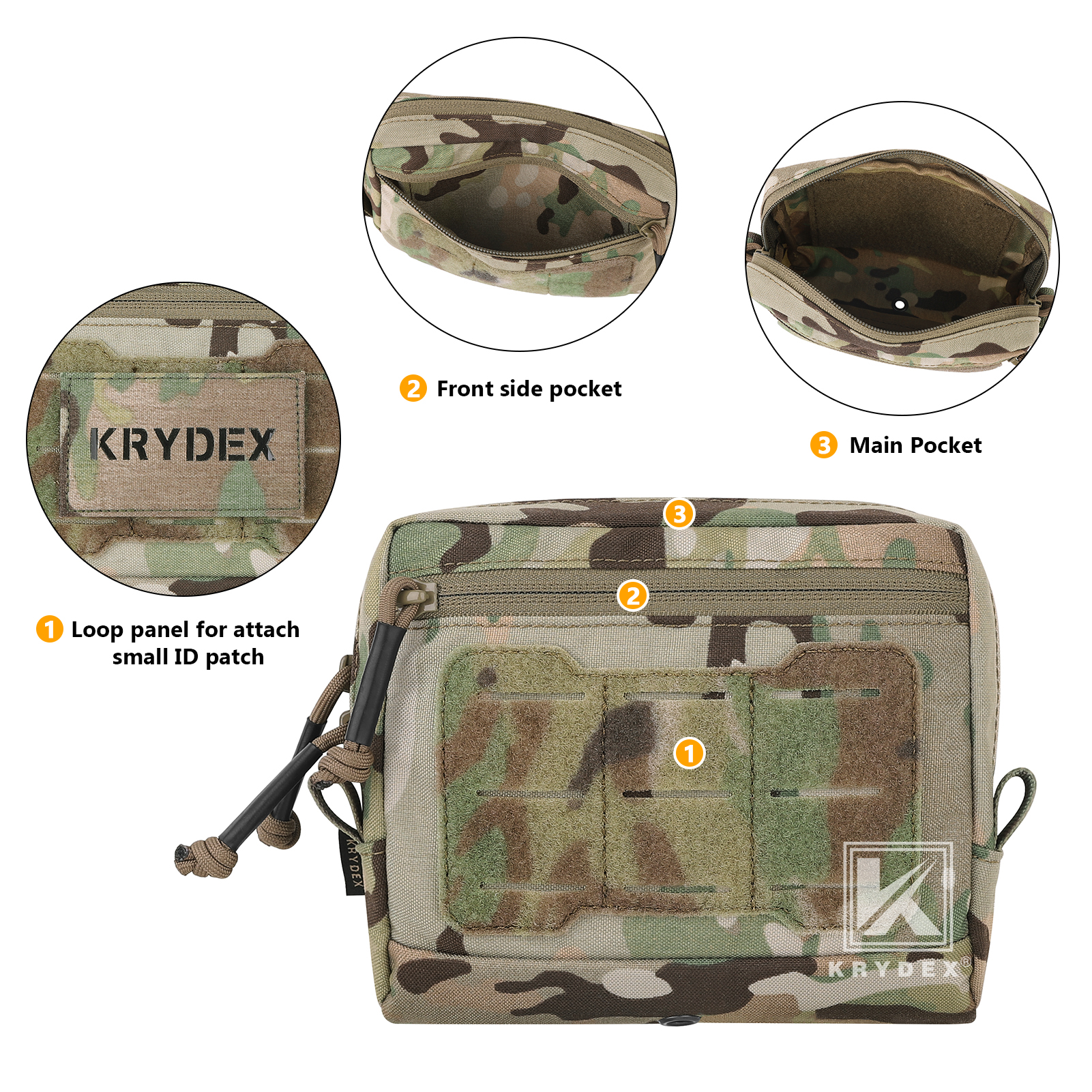 KRYDEX Tactical Vertical GP Pouch General Purpose Utility Medium Bag MOLLE/Belt