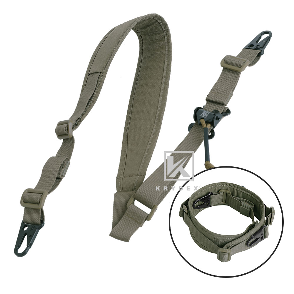 Krydex Modular Sling 2 / 1 Point Padded Shooting Sling Removable Ranger Green