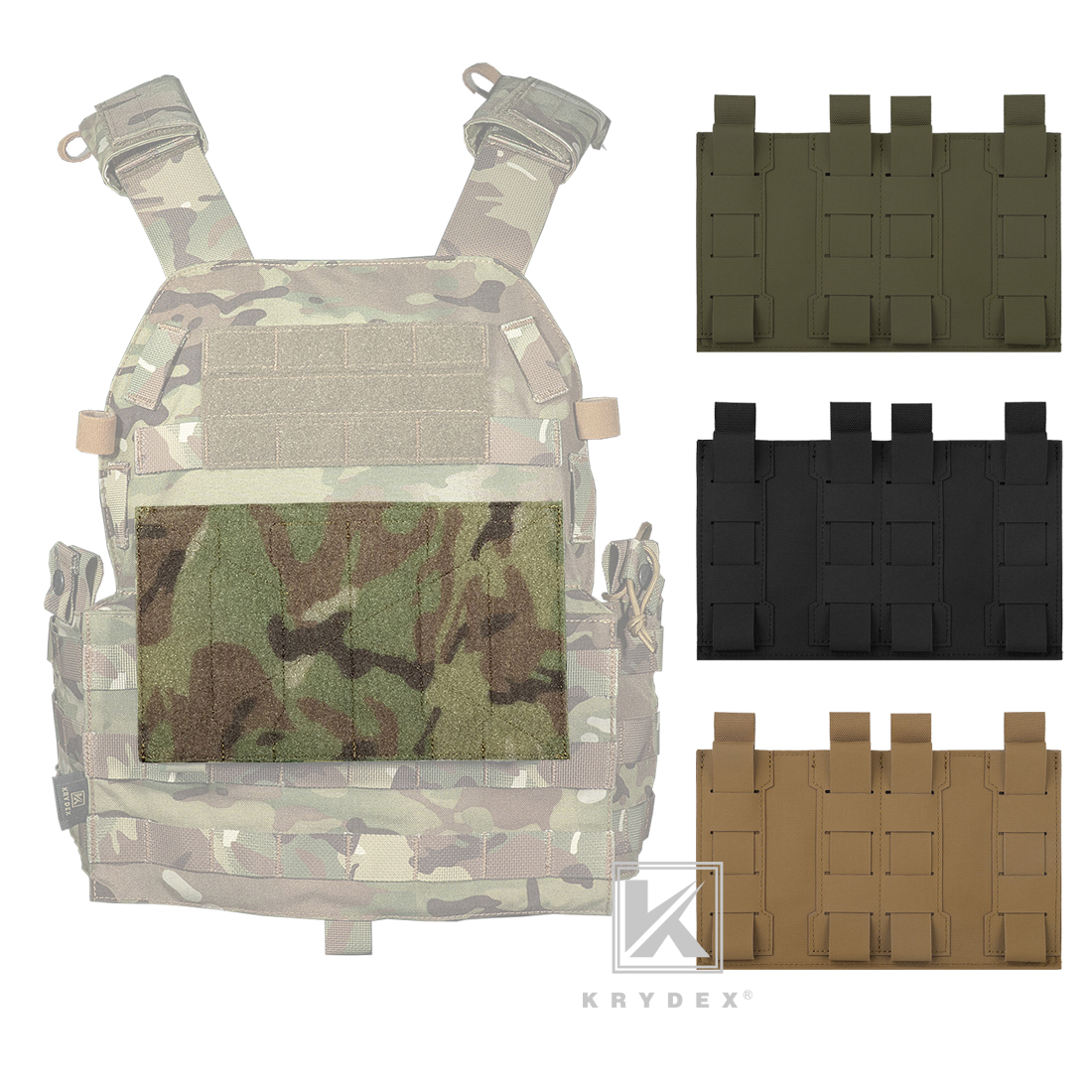 KRYDEX Tactical MOLLE Hook & Loop Converter Panel for Vest, Pouches & Patches