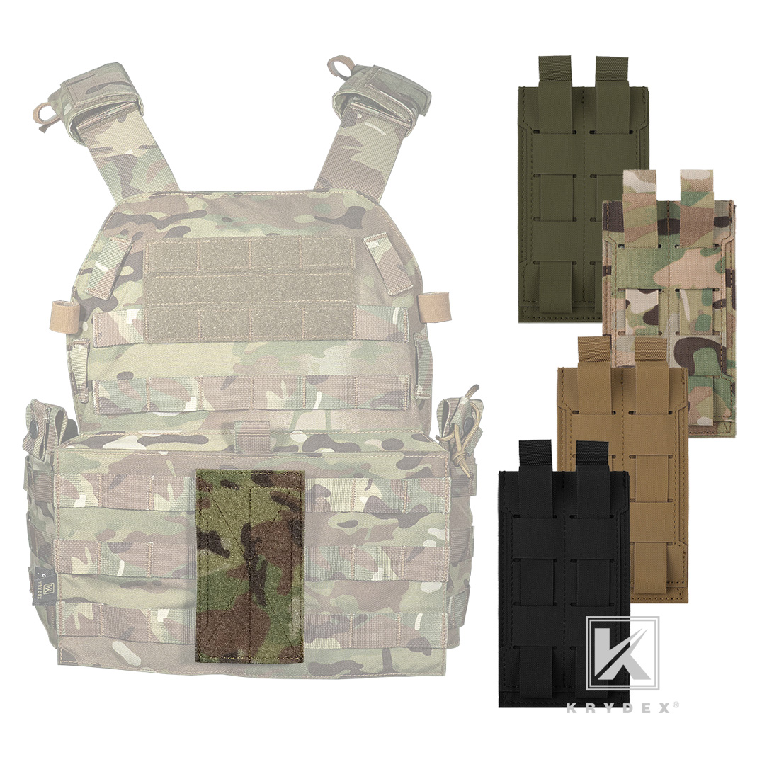Krydex Tactical MOLLE Hook & Loop Adapter Panel 3x5.7 for Vest Pouches Patches