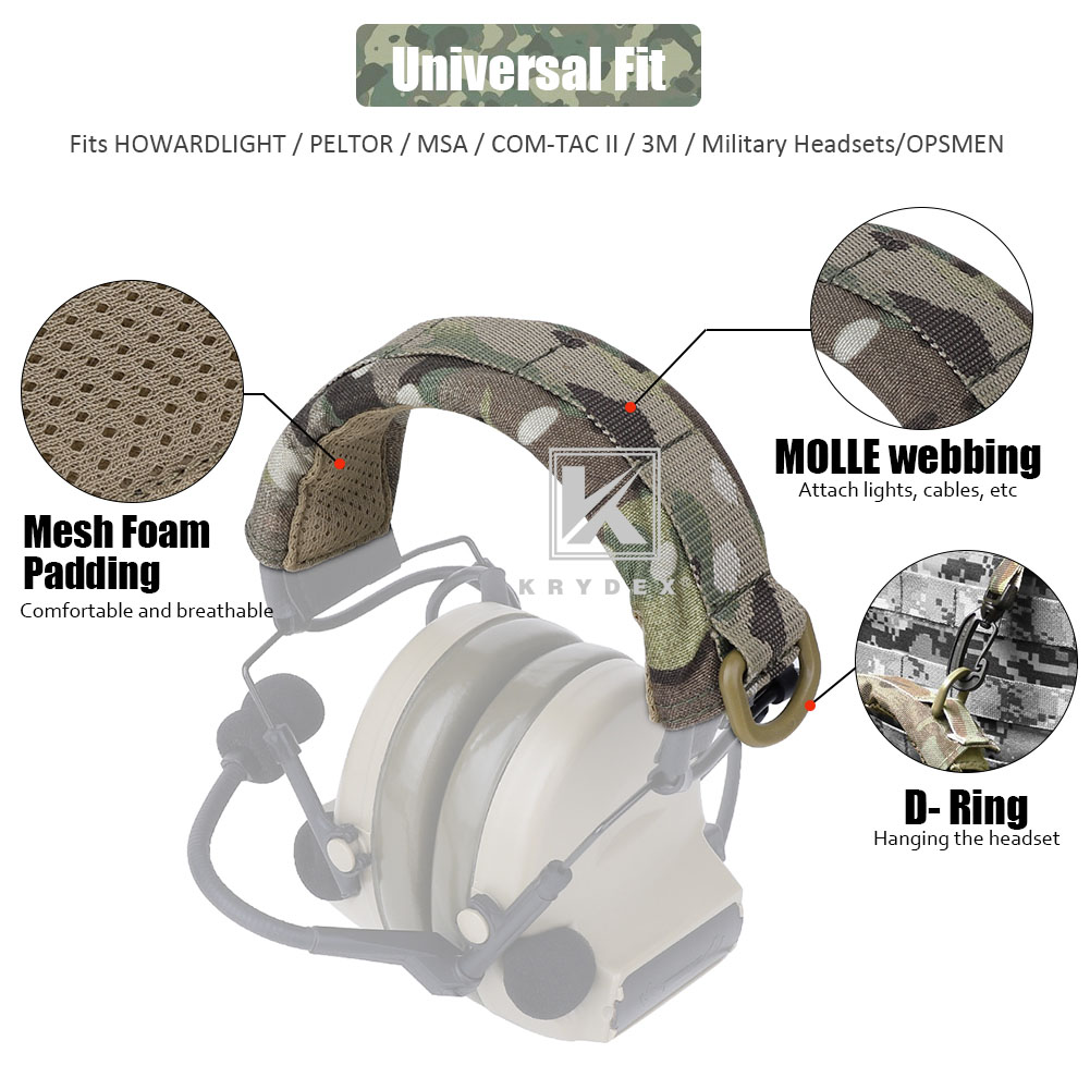 Krydex Modular Headset Cover Tactical Earmuff Headband Protection MOLLE Multicam
