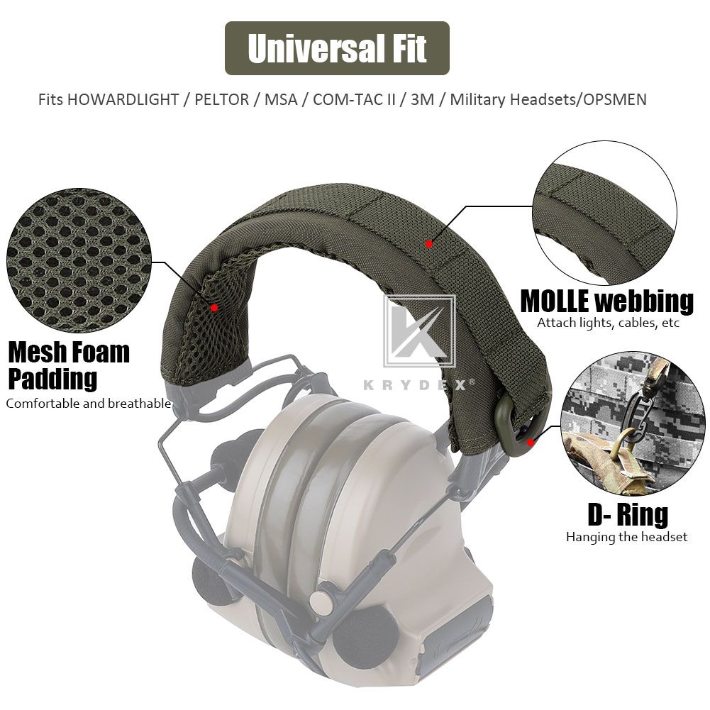 Krydex Modular Headset Cover Tactical Headband Protection MOLLE Ranger Green