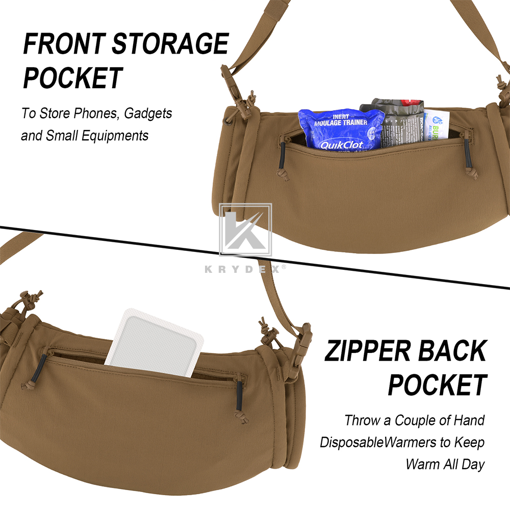 KRYDEX Tactical Soft Shell Hand Warmer Portable Vest Drop Hanger Winter Outdoor Coyote Brown