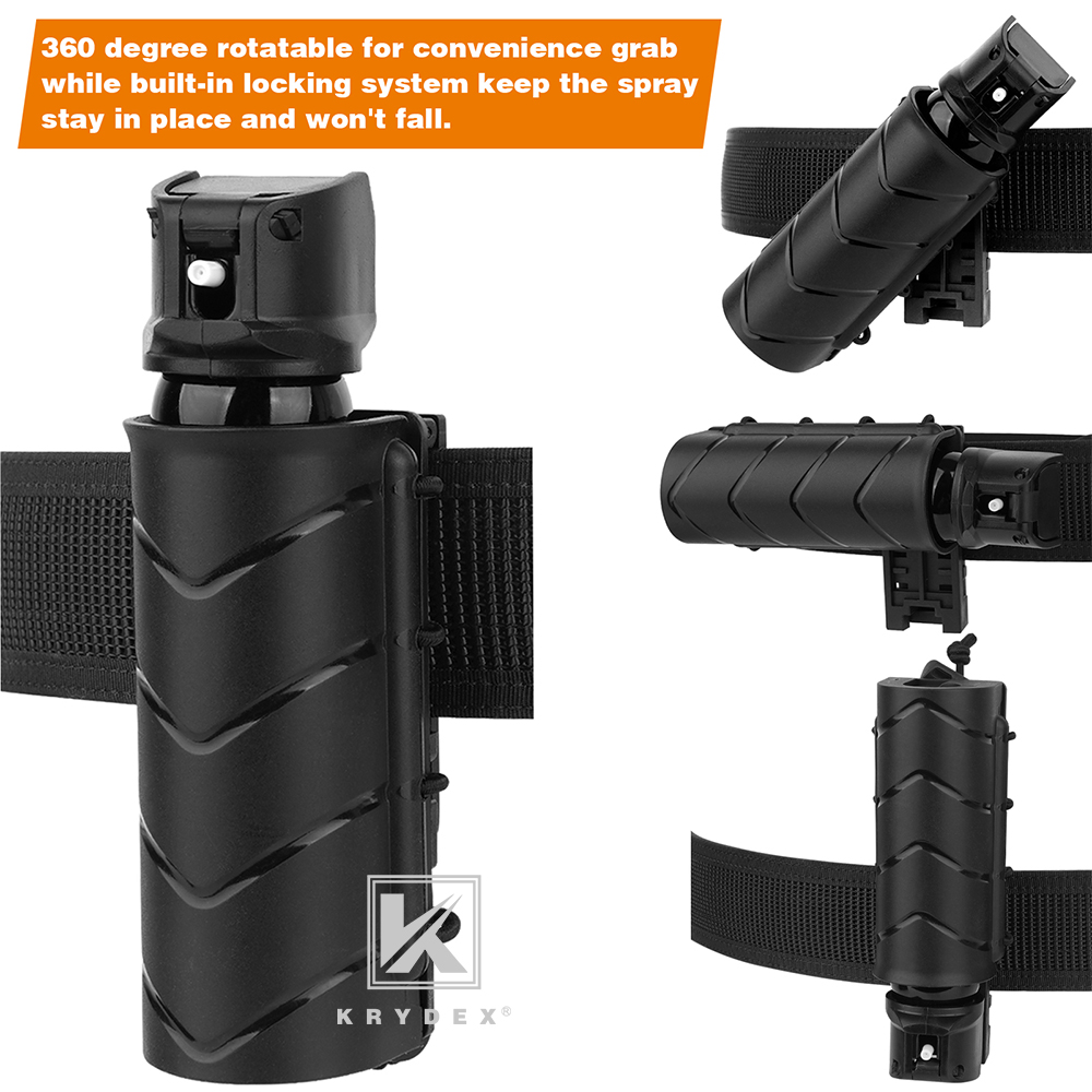 KRYDEX Pepper Spray Holder 360 Rotatable OC/Mace Pepper Holster Carrier BeltClip