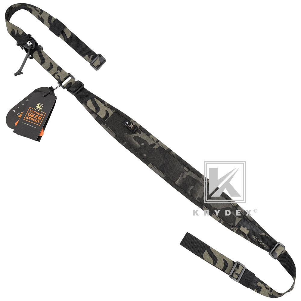 KRYDEX Tactical Sling Modular Slingster Pull Tab Two-Point Sling Adjustable Black Multicam