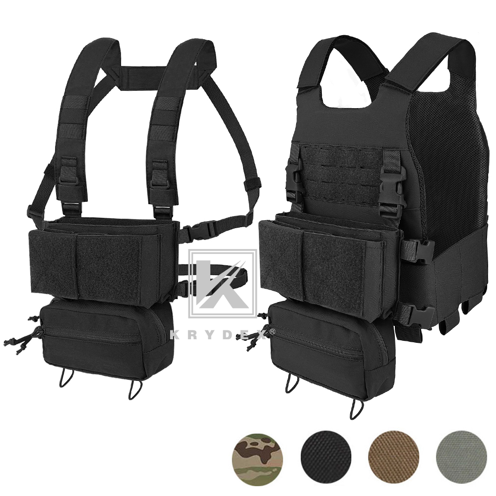 KRYDEX Low Vis Slick Plate Carrier 2in1 Micro Fight Chest Rig Placard Drop Pouch