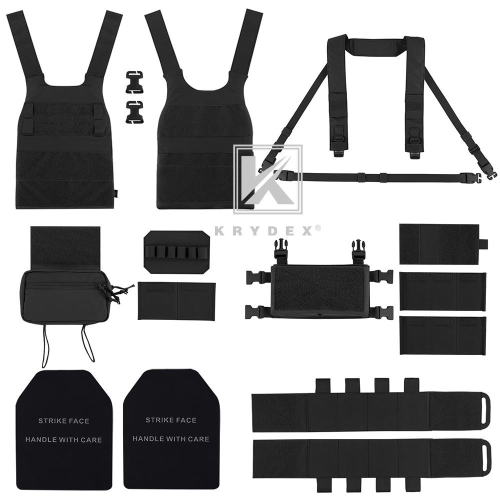 KRYDEX Low Vis Slick Plate Carrier 2in1 Micro Fight Chest Rig Placard Drop Pouch