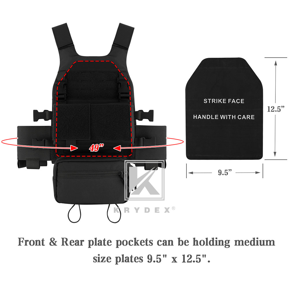 KRYDEX Low Vis Slick Plate Carrier 2in1 Micro Fight Chest Rig Placard Drop Pouch