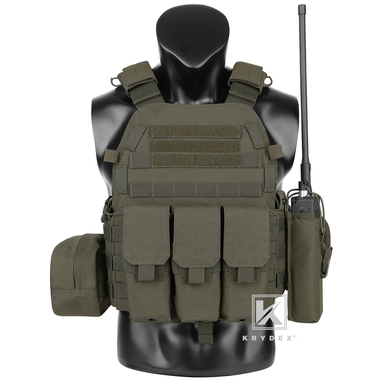 KRYDEX LBT-6094A Plate Carrier Tactical Body Armor Vest w/ Pouch Ranger Gre...