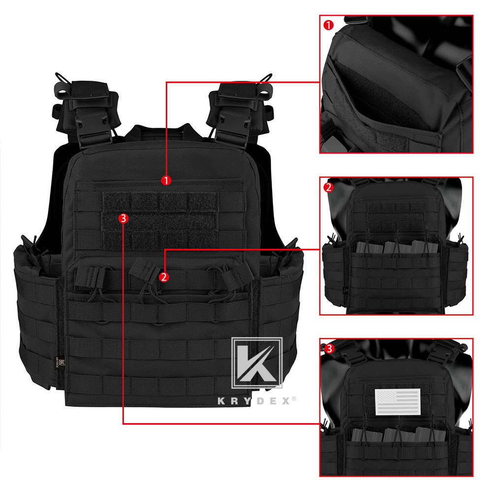 KRYDEX CPC Plate Carrier Assault Tactical Heavy Duty Vest Quick Release MOLLE Black