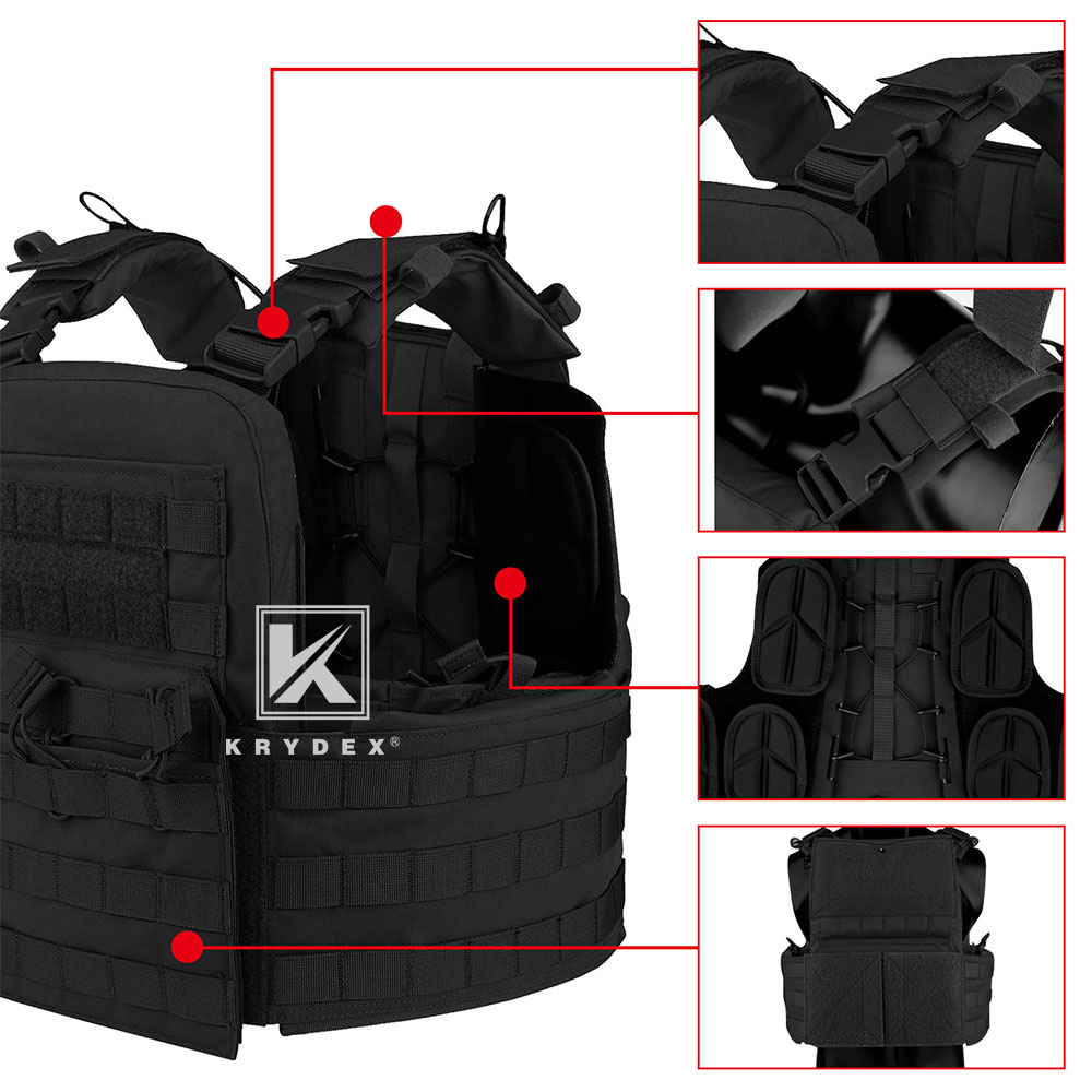 KRYDEX CPC Plate Carrier Assault Tactical Heavy Duty Vest Quick Release MOLLE Black