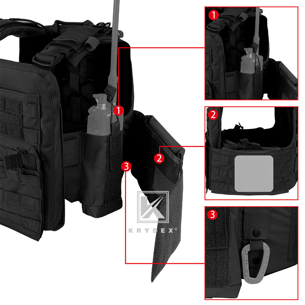 KRYDEX CPC Plate Carrier Assault Tactical Heavy Duty Vest Quick Release MOLLE Black
