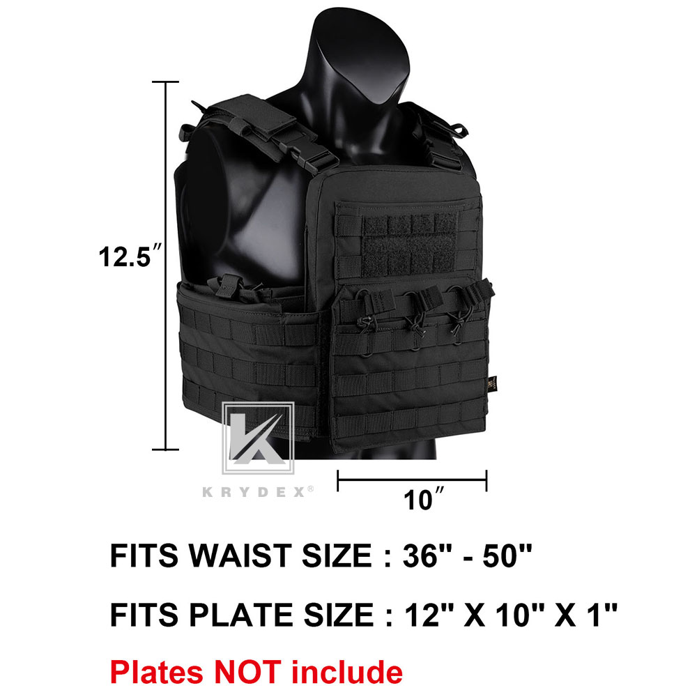 KRYDEX CPC Plate Carrier Assault Tactical Heavy Duty Vest Quick Release MOLLE Black