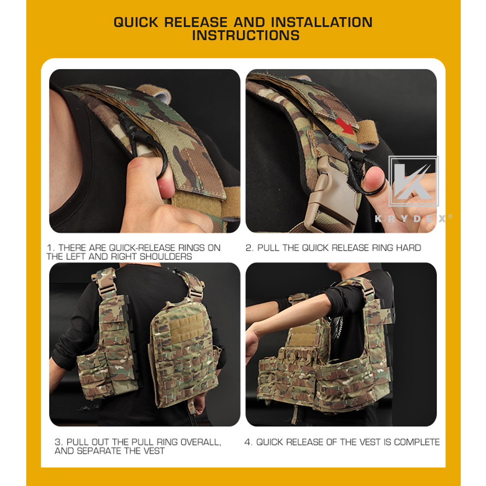 KRYDEX CPC Plate Carrier Assault Tactical Heavy Duty Vest Quick Release MOLLE Multicam Black