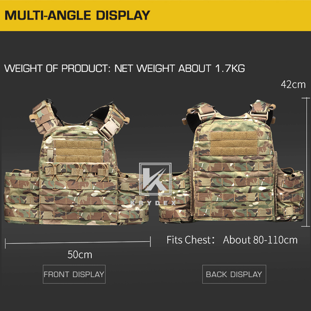 KRYDEX CPC Plate Carrier Assault Tactical Heavy Duty Vest Quick Release MOLLE Multicam Black