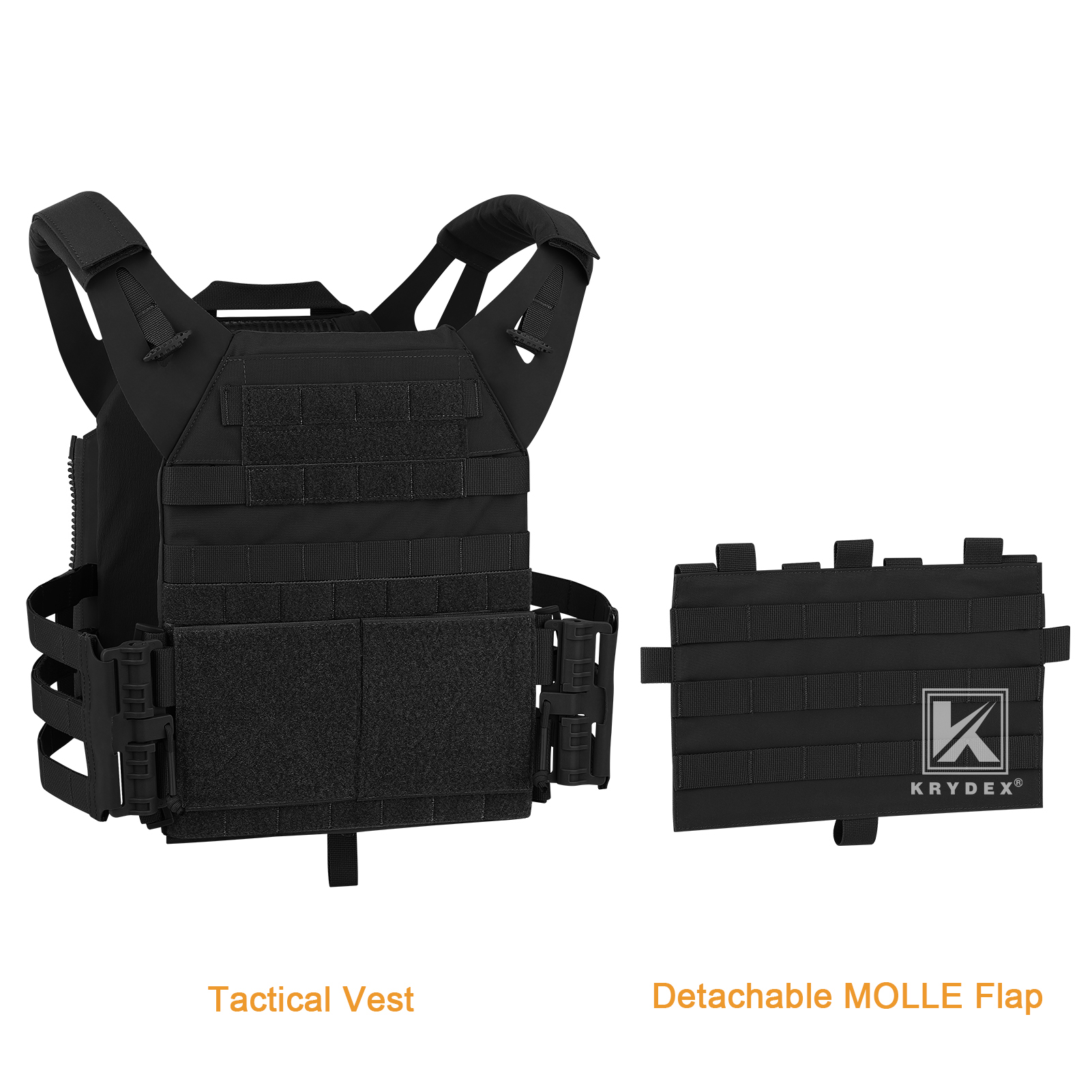 KRYDEX 2.0 Tactical Plate Carrier Jump Quick Release Armor Vest and MOLLE Panel Black