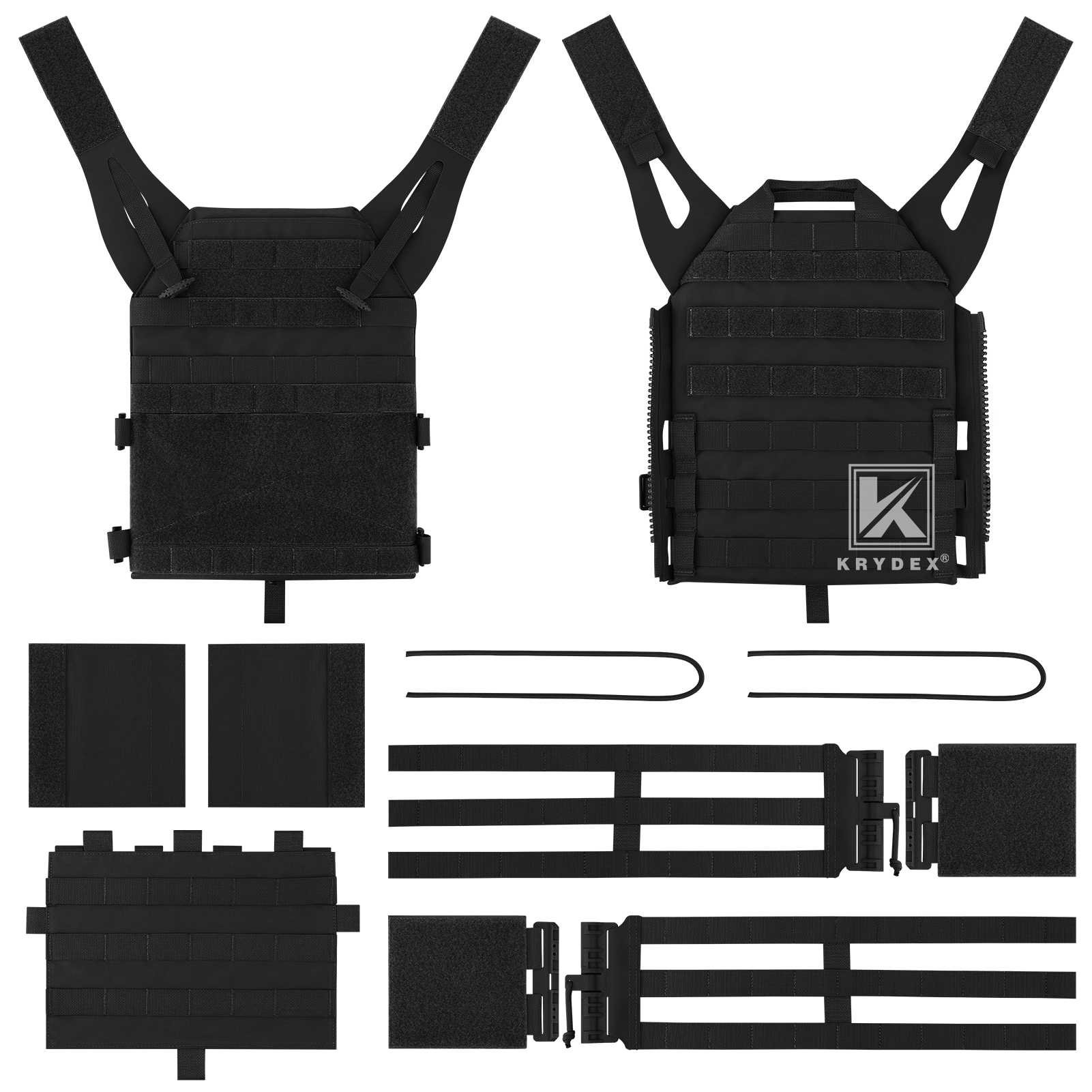 KRYDEX 2.0 Tactical Plate Carrier Jump Quick Release Armor Vest and MOLLE Panel Black