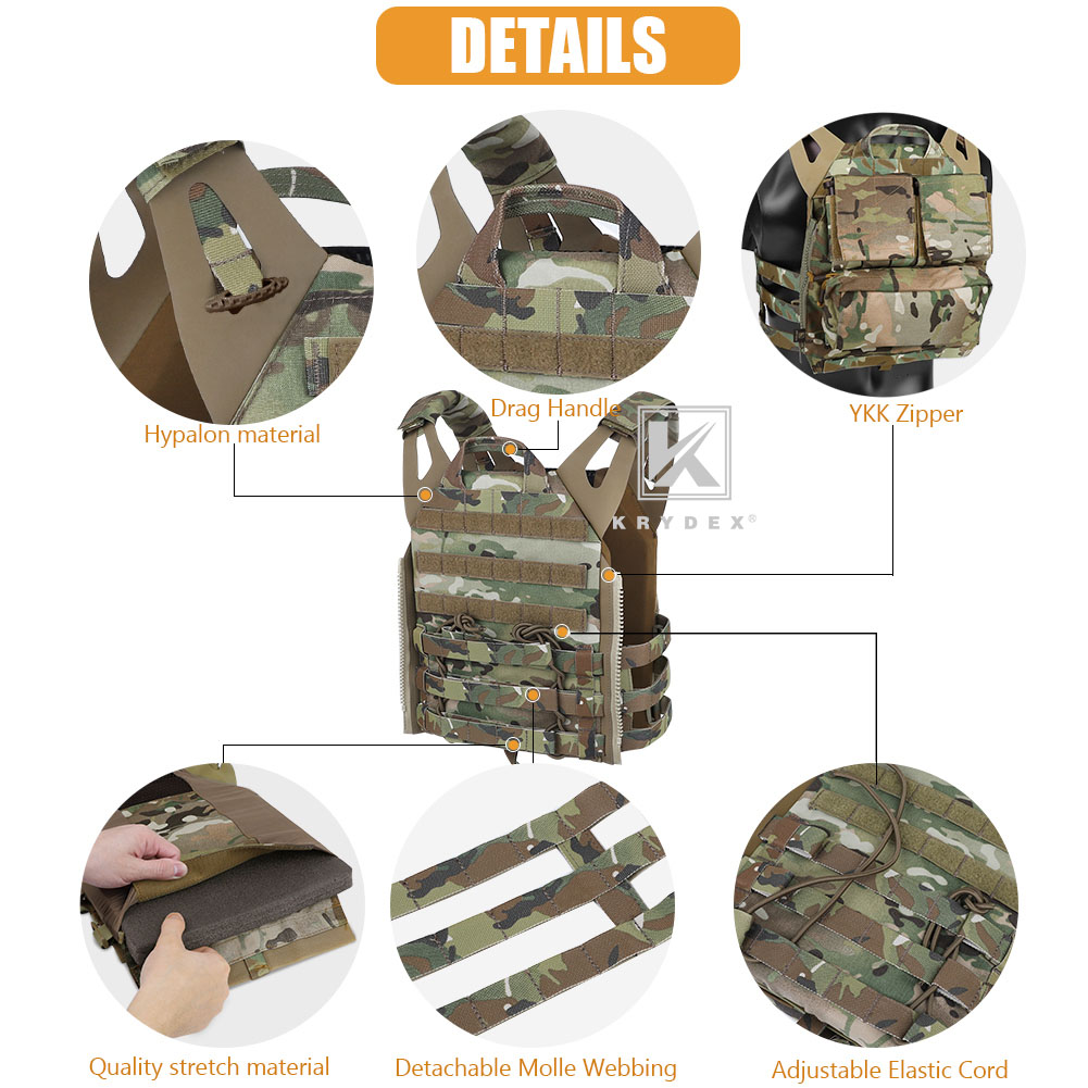 KRYDEX JPC 2.0 Jump Plate Carrier w/ MOLLE Panel Tactical Lightweight Armor Vest