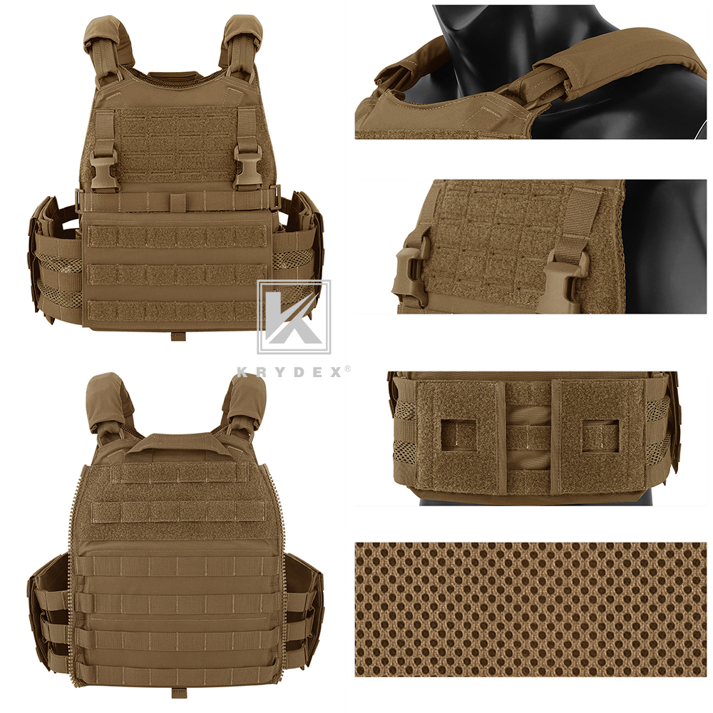 KRYDEX Tactical SCARAB Plate Carrier w/ MF IV Placard Magazine Pouch Front Panel Coyote Brown