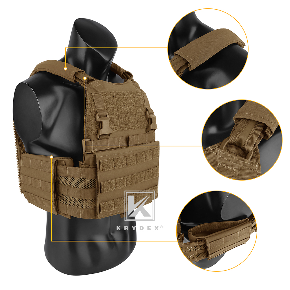 KRYDEX Tactical SCARAB Plate Carrier w/ MF IV Placard Magazine Pouch Front Panel Coyote Brown