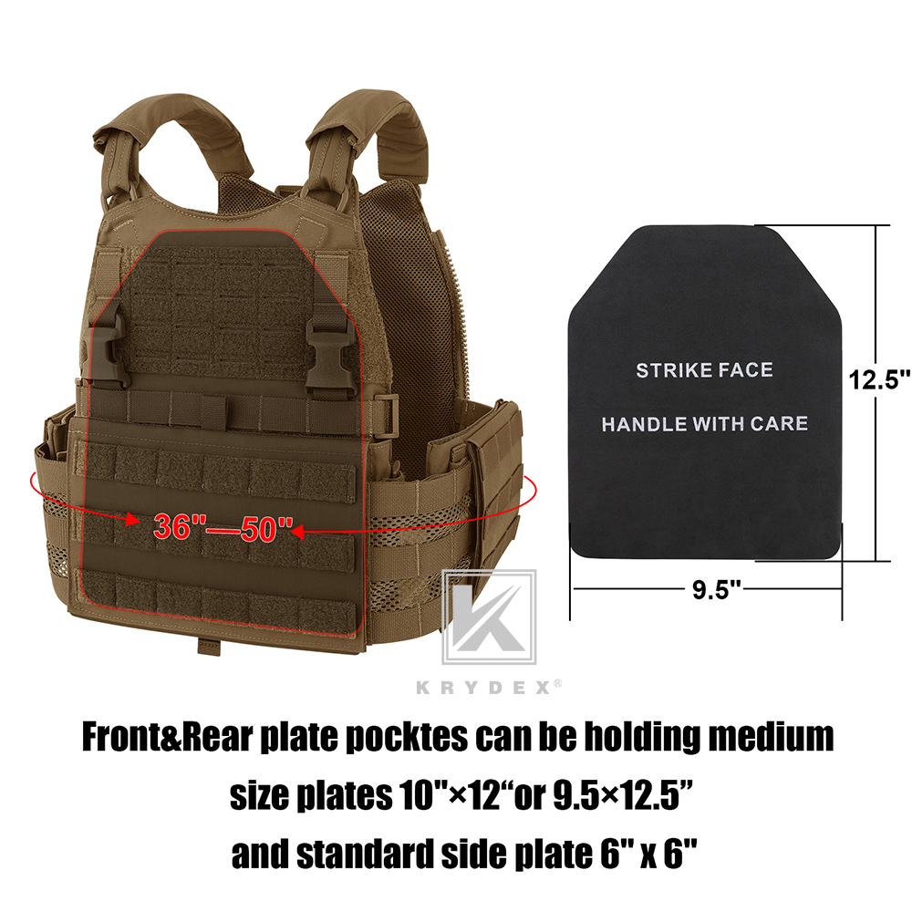 KRYDEX Tactical SCARAB Plate Carrier w/ MF IV Placard Magazine Pouch Front Panel Coyote Brown