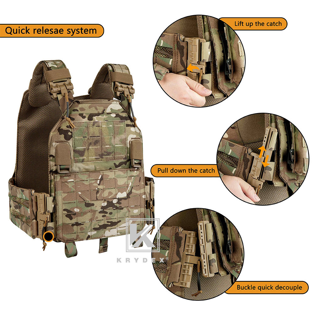 KRYDEX Tactical Plate Carrier Laser Cut MOLLE Quick Release Shoulder/ Cummerbund